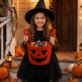 thumbnail image 5 of Halloween Woven Pumpkin Candy Basket with Handles, Cotton Rope Storage Tote for Trick or Treat, Decorative Candy Bowl for Candies Storage, Spooky Gift Basket Container 7x6.3Inch, 5 of 6
