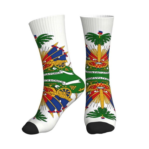 Men's Coat Of Arms Of ?haitians Novelty Athletic Socks Women's Digital Printing Funky Patterned Crew Socks