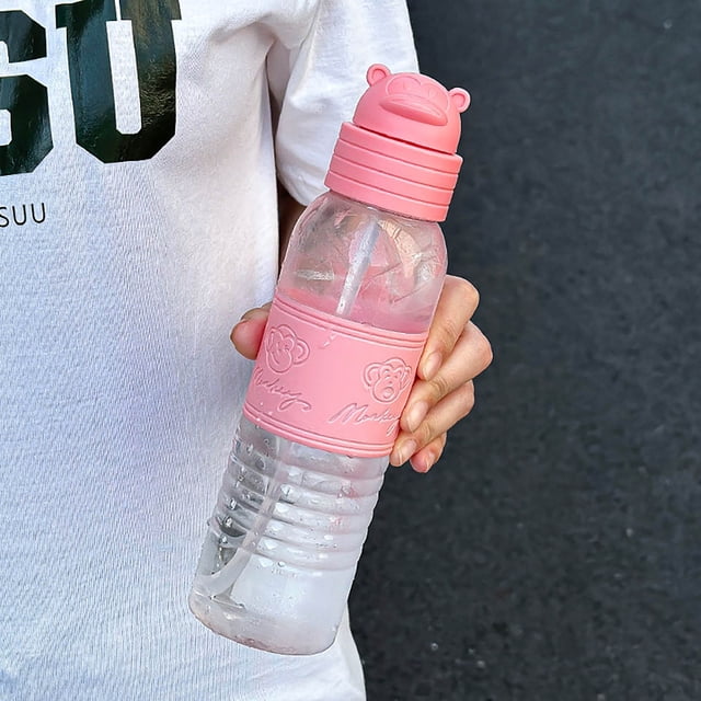 XWSHYW Tazas Taza de Agua Deportiva de Verano para Mujer, Vaso de Plástico Portátil Irrompible, Gran Capacidad, Taza de Paja para Estudiantes de Alta Belleza, Pequeña, 420Ml