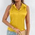 thumbnail image 5 of Staron Women's Casual Sleeveless Button Down Collar Tank Top Solid Color Basic Comfy Relaxed Blouse, Yellow XXL, 5 of 7