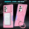 thumbnail image 6 of Phone Case for Samsung Galaxy Note 20 Ultra with Sliding Camera Cover, Hand Grip Anti Slip Design Kickstand Ring Holder Hybrid Magnetic Wireless Charging Phone Cover for Note 20 Ultra - Pink, 6 of 10
