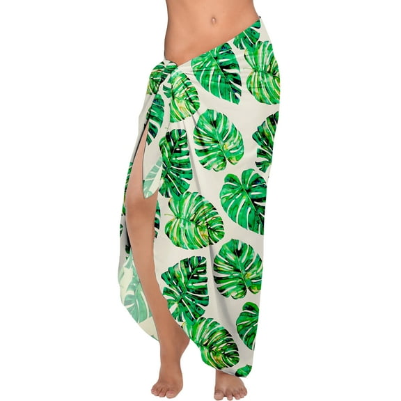 LA LEELA Women's Pareo Beach Swimwear Bikini Wrap Sarong One Size Shamrock, Leaves