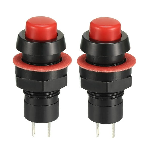 Uxcell 10mm Mounting Hole Red Latching Push Button Switch SPST NO 2 Pack