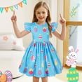 thumbnail image 2 of Adeawade Girl Sundress 5-6 Years O Neck Toddler Easter Flutter Sleeve Dresses Party Dresses For Kids Versatile Outfits Blue, 2 of 4