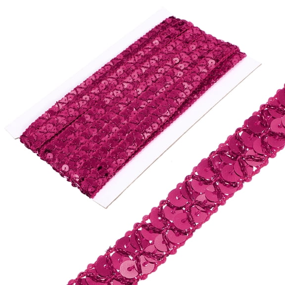 Uxcell 0.6 Inch x 7 Yards Sequins Trim Flat Sequin Paillette Ribbon Strip for Crafts, DIY Sewing Costume Rose Red