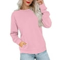 thumbnail image 2 of Sweatshirts for Women No Hood Crewneck Loose Fit Fleece Pullover Fall Fashion Clothes with Pocket Pink M, 2 of 8