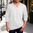 thumbnail image 2 of fatyb Men's Long Sleeve V Neck Shirts Solid Color Tee Tops Lightweight Casual Basic T Shirts for Men, 2 of 6