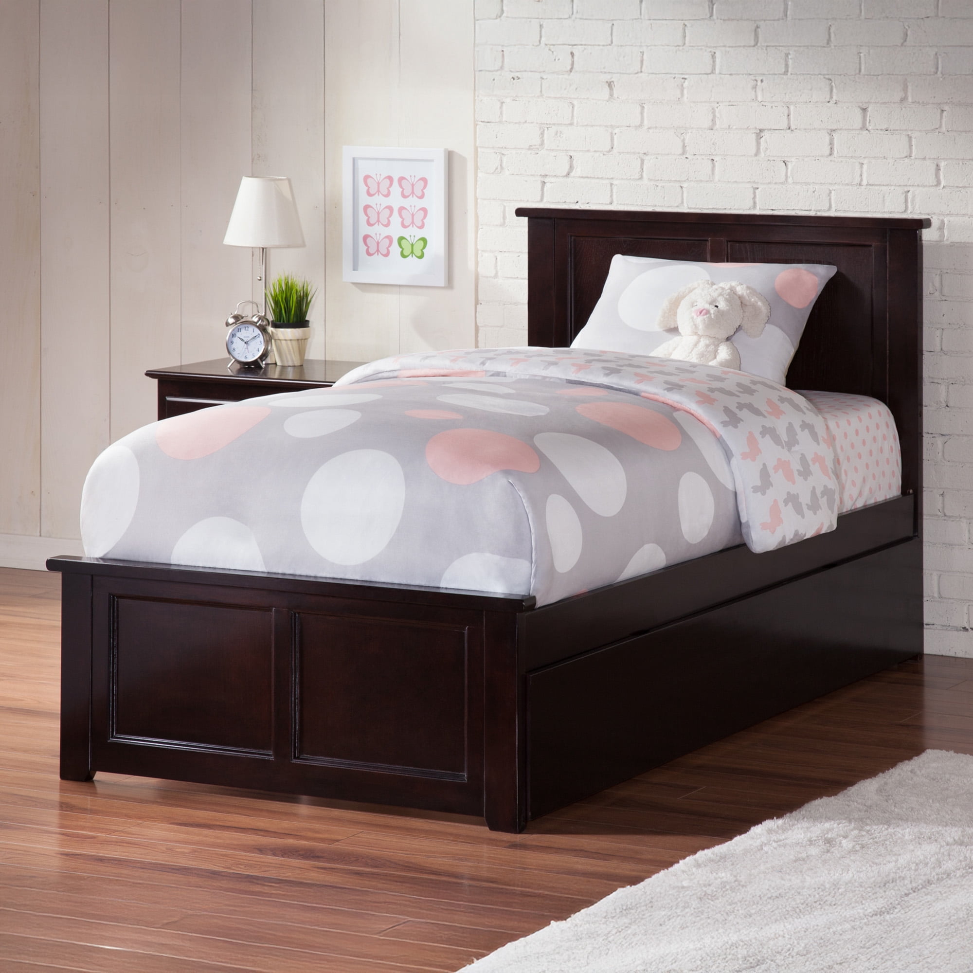 AFI Madison Twin Wood Platform Bed with Matching Footboard & Twin Trundle, Espresso