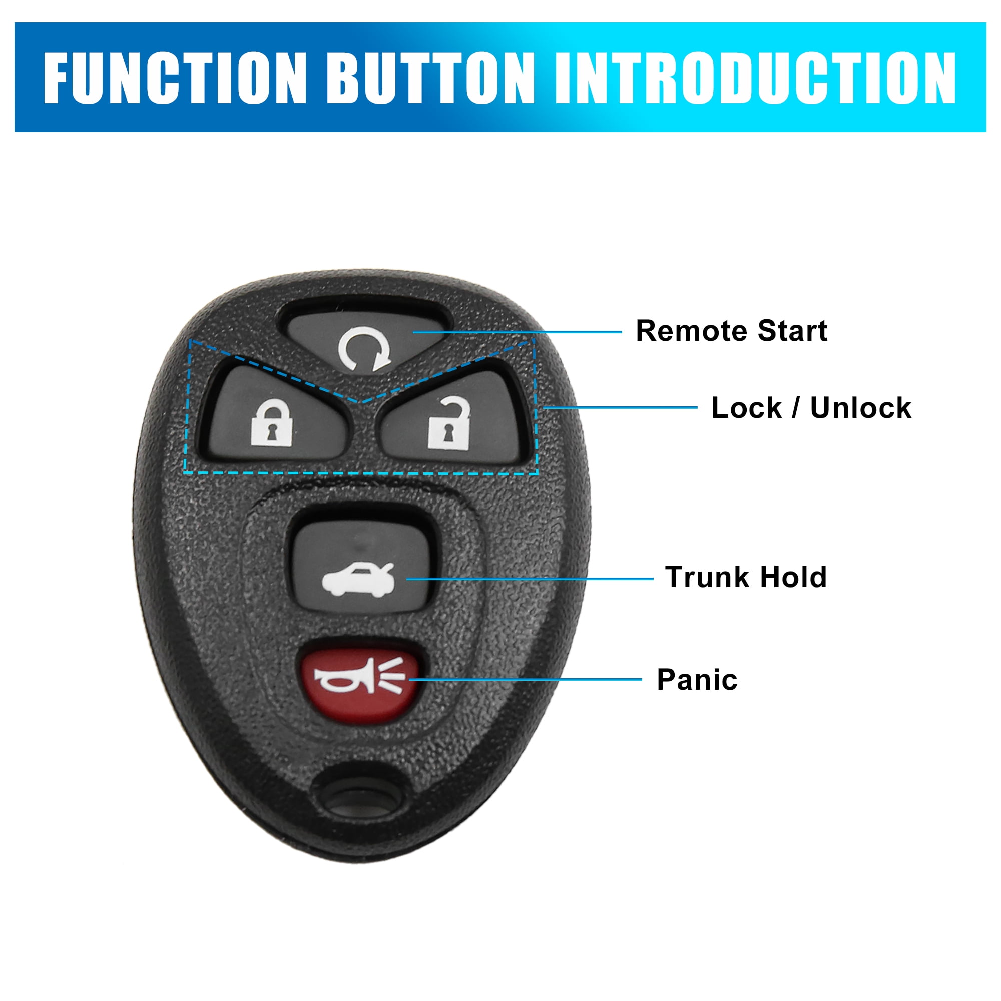 uxcell New 5 Buttons Key Fob Remote Control Case Shell Replacement OUC60270 for Chevrolet Impala 2006-2009 