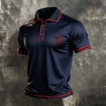 thumbnail image 4 of CHENge Men's Patriotic Polo Shirts American Flag Honeycomb Short Sleeve Golf Polos Moisture Wicking Performance Casual Shirts,XXXL, 4 of 5
