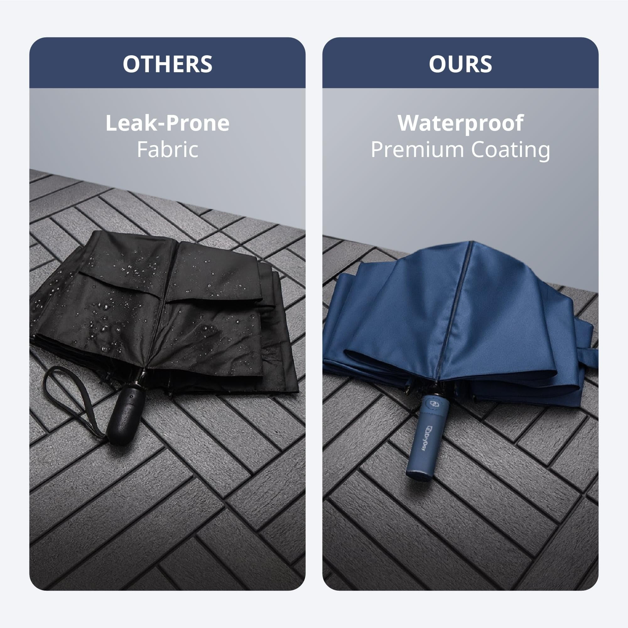 DryDay 47” Premium Umbrellas for Rain, Large Windproof Double Canopy Umbrella, 10 Aluminum Ribs, Sturdy Frame, Auto Open Close Unique Handle, Windproof & Waterproof Umbrella for Women & Men, DarkGray