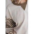 thumbnail image 6 of Women's Parchment Striped Colorblock Drop Shoulder Sweatshirt - Casual Long Sleeve | [ZhiHiMeRi] | XL, 6 of 6