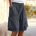 thumbnail image 4 of Costeam Womens Quick Dry Bermuda Cargo Shorts Multiple Functional Pockets Adjustable Drawstring High Waist Loose Fit Lightweight Hiking Summer Casual Short Pants, 4 of 6