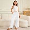 thumbnail image 2 of WAYUTE Girls Pants Soft Stretch Comfy Playwear Trousers with Elastic Waist for Toddler Kids Casual Outings, 2 of 6