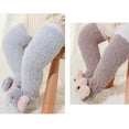 thumbnail image 4 of Xfvqtps Toddler Fuzzy Socks Over the Knee Long Tube Cute Animals Thickened Baby Coral Fleece Premium Comfort Soft Cozy Warm Winter Fluffy Socks Coffee, 4 of 9