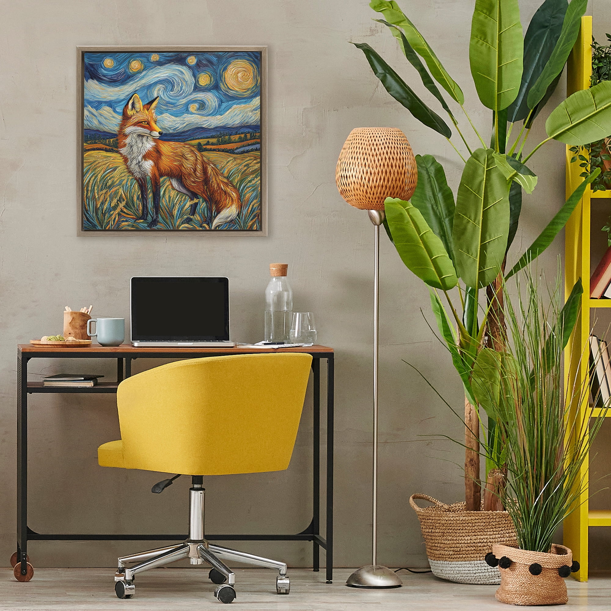 Stupell Industries Swirling Impressionist Fox Brown Framed Floater Canvas Wall Art, design by The Wands Want