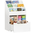 thumbnail image 3 of HOMCOM Kids Bookcase Multi-Shelf Rack Organizer with Storage Drawer for Books for Playroom, White, 3 of 10