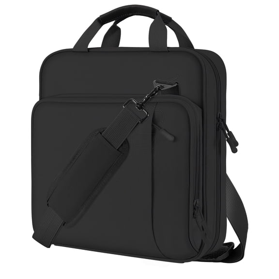 MoKo Zipper Binder with Strap Handle, 2 inch 3 Ring 500 Sheet Capacity Multi-Pockets Binder Organizer, School Office Supplies, Black