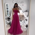 thumbnail image 3 of Quixlent Bridal Wedding Dress Prom Party Evening Dress Backless Spaghetti Strap Sequin Sleeveless A-line Floor Length Ball Gown Pleated Low-cut Cocktail Dress, 3 of 8