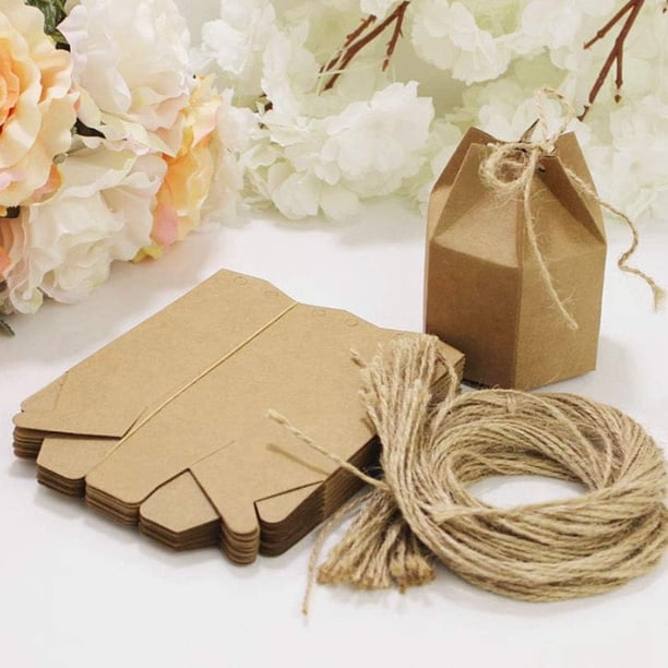 Cajitas para Dulces, 50 Uds Bolsitas De Dulces Bolsa De De Caja De Dulces De Cajas De Carton para Regalos DIY Innovadora con Cuerda De Cáñamo para Fiesta De Boda Baby Shower Cajas para Postres