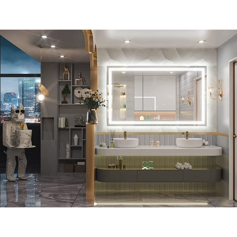 Keonjinn 60 x 36 LED Bathroom Mirror with Frontlit and Backlit