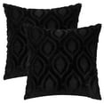 thumbnail image 2 of REGALWOVEN Set of 2 Shaggy Plush Throw Pillow Covers Couch Pillow Covers for Home Black-2 20" x 20", 2 of 6