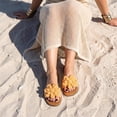 thumbnail image 5 of Cushionaire Gemma Knit Flat Slides for Women, Square Toe Sandals with Woven Flower Detail and Memory Foam, 5 of 18