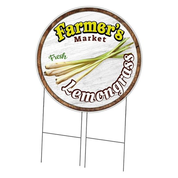 SignMission Corrugated Plastic Sign With Stakes 36" Circular - Farmer's Market Lemongrass | Coroplast Yard Sign With Stake | Made in the USA