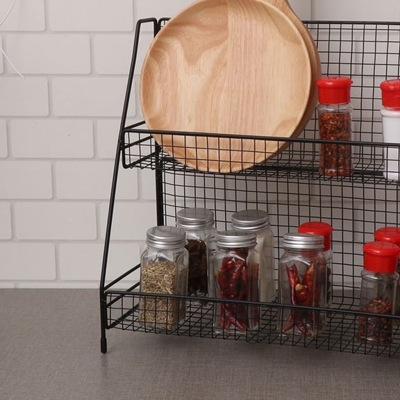 HEMOTON  Display Shelf Rack Desk Organizer Kitchen Organizers and Storage Makeup Black