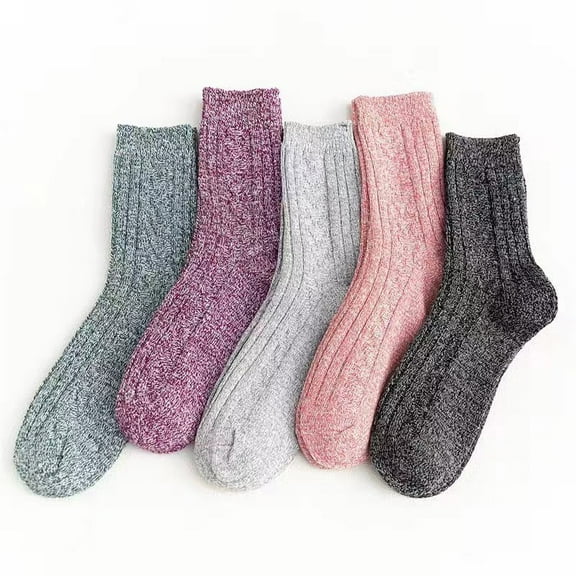 5 Pairs Women Wool Socks Thick Warm Winter Socks Thermal Crew Socks