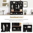 thumbnail image 3 of 66.9"W 4 in 1 Hall Tree with Storage Bench, Minimalist Shoe Cabinet with Cube Storage & Shelves, Entryway Bench with Coat Rack, 8 Hooks and Open Shelves for Entryways, Mudroom, Black, 3 of 9