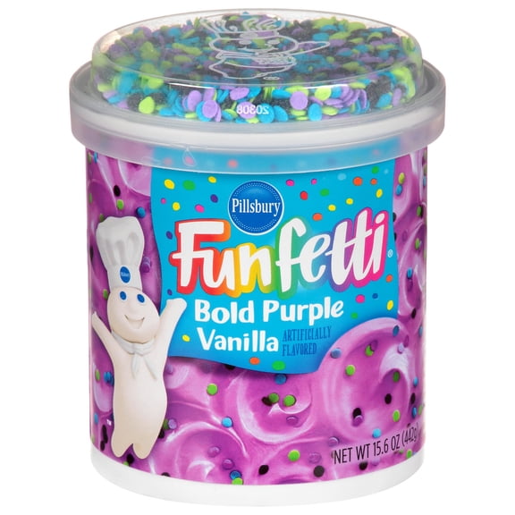 Pack Of 3 Pillsbury Funfetti Bold Purple Vanilla Frosting, 15.6 oz (Package May Vary)
