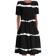 thumbnail image 2 of Puntoco Vestido Plisado Con Cuello Redondo Estampado Informal Para Mujer Vestido De Cuello Redondo De Manga Corta Negro S,Regalos Para Mujer Joven, 2 of 5