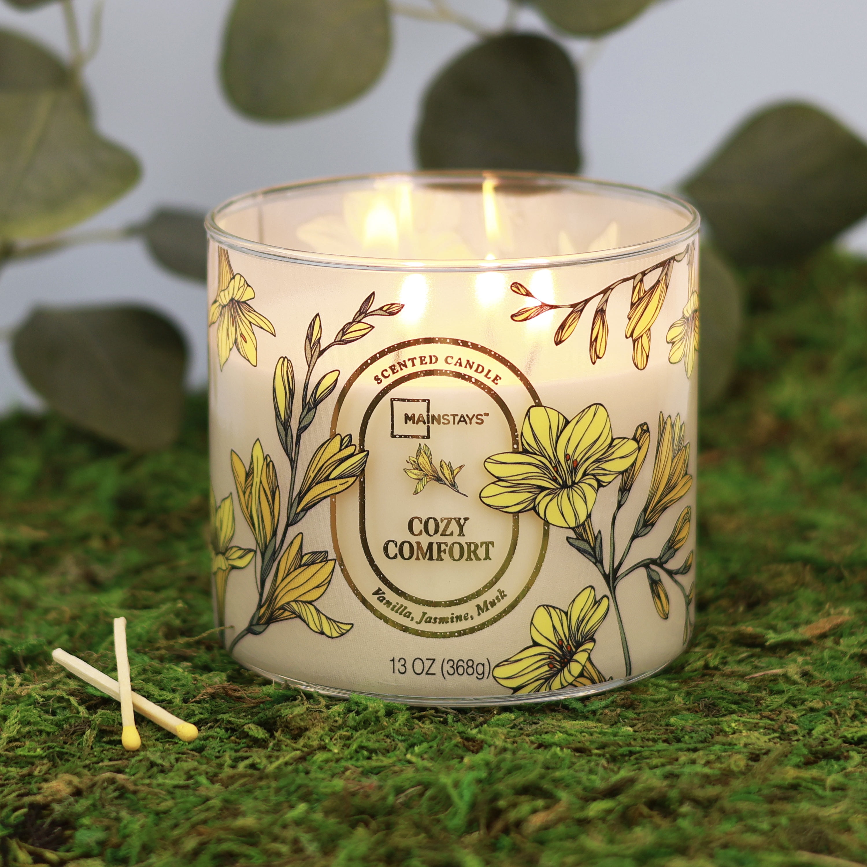 Mainstays Cozy Comfort 3-Wick Scented Jar Candle, 13 oz, Floral