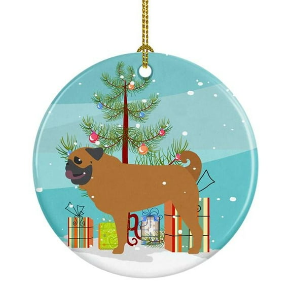 Pug Merry Christmas Tree Ceramic Ornament