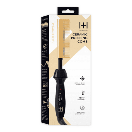 Hot & Hotter Ceramic Electrical Pressing Comb, Black & Gold