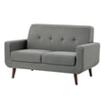 thumbnail image 3 of Benjara Rim 56 Inch Loveseat, Gray Polyester, Tufted Back, Brown Solid Wood-Color:GrayMaterial, 3 of 5