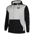 thumbnail image 2 of Men's Fanatics Black/Heather Gray Brooklyn Nets Big & Tall Contrast Pieced Stitched Full-Zip Hoodie, 2 of 3
