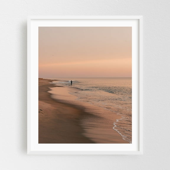 Outer Banks Sunrise 02 - Nags Head North Carolina Photography White Framed Wall Art Print 16 x 20 inches