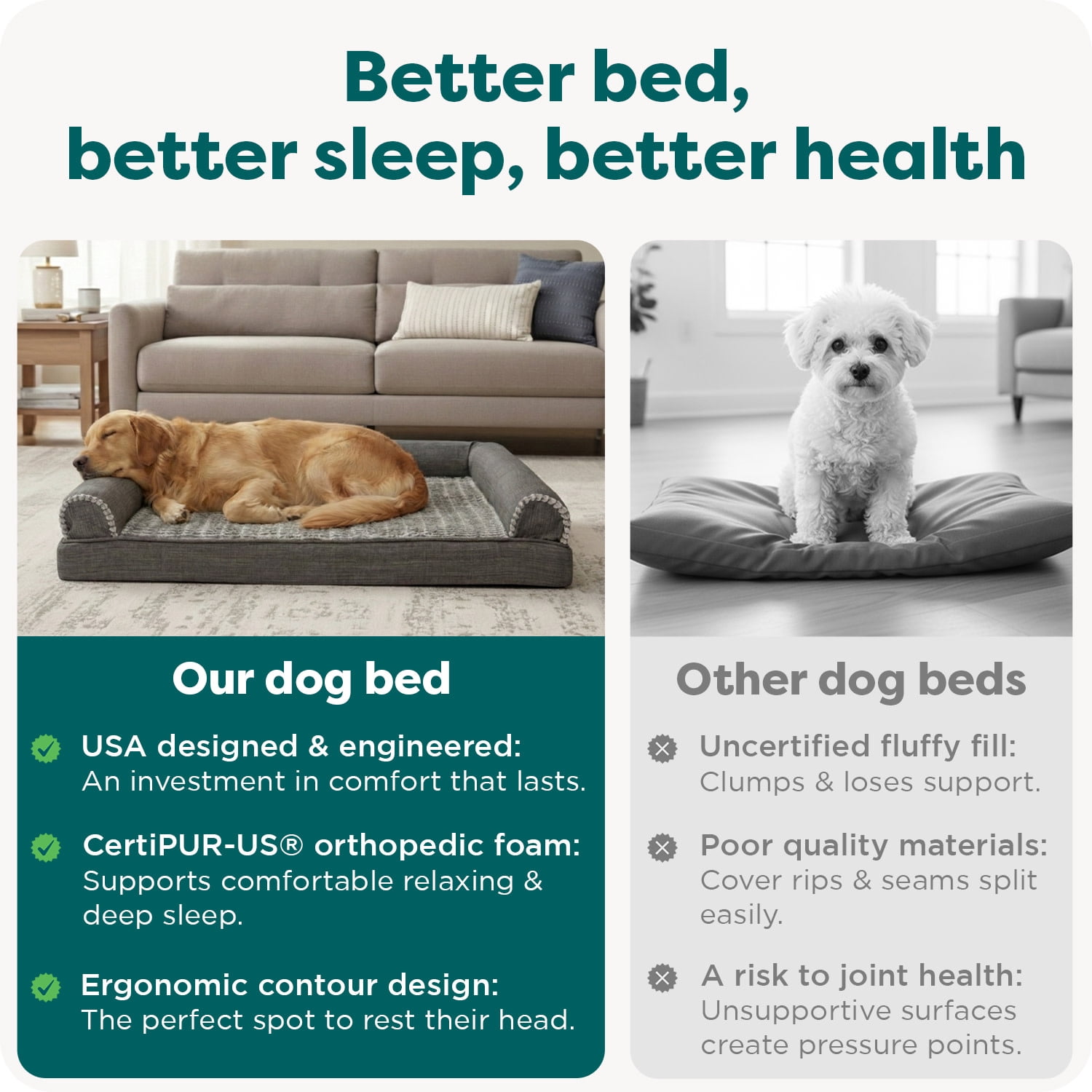 FurHaven Pet Products Luxe Fur & Performance Linen Orthopedic Sofa Pet Bed for Dogs & Cats - Charcoal, Large