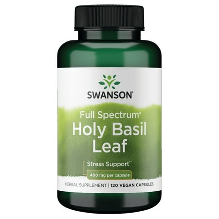 Swanson Holy Basil Leaf (Tulsi) - Stress Support Supplement 120 Capsules, 800mg