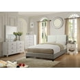 thumbnail image 6 of Modern Bedroom Furniture 3pc Eastern King Size Bed Set White 2x Nightstands Faux Leather Upholstered Bed, 6 of 8