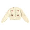 thumbnail image 5 of Arlun 3D Cherry Cropped Cardigan Sweater for Women Classic Crew Neck Open Front Long Sleeve Chunky Cardigans Cute Trendy Fall Winter Button down Short Outerwear, 5 of 6