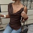 thumbnail image 2 of Women's Draped Cowl Neck Ruched Sleeveless Tank Top Going Out Tops Elegant Brunch Outfit Summer Beach Vacation Going Out Womens Tops Coffee L, 2 of 5