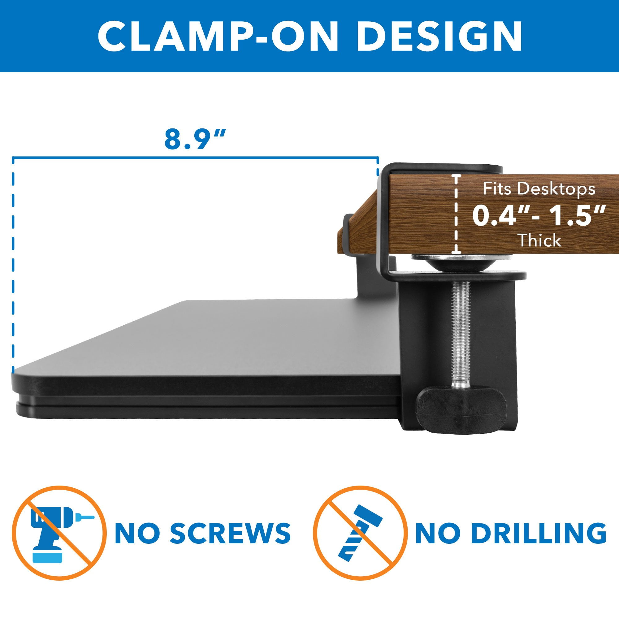 Mount-It! Clamp-On Adjustable Keyboard and Mouse Tray