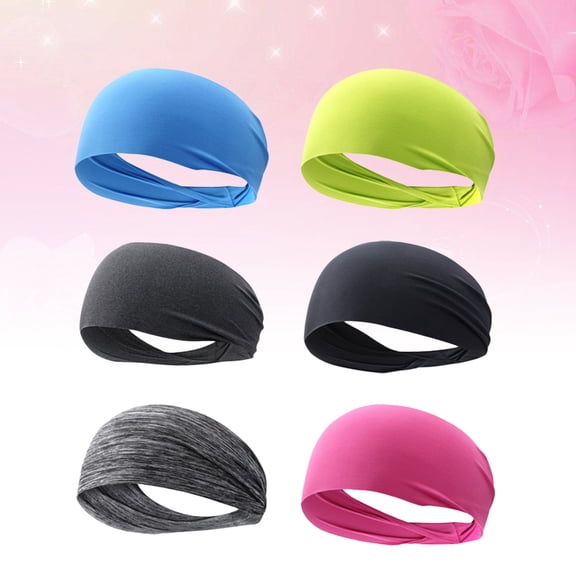 OUNONA 6-Pack Elastic Sports Headbands in Assorted Colors for Running, Workout, Fitness, and Active Sports