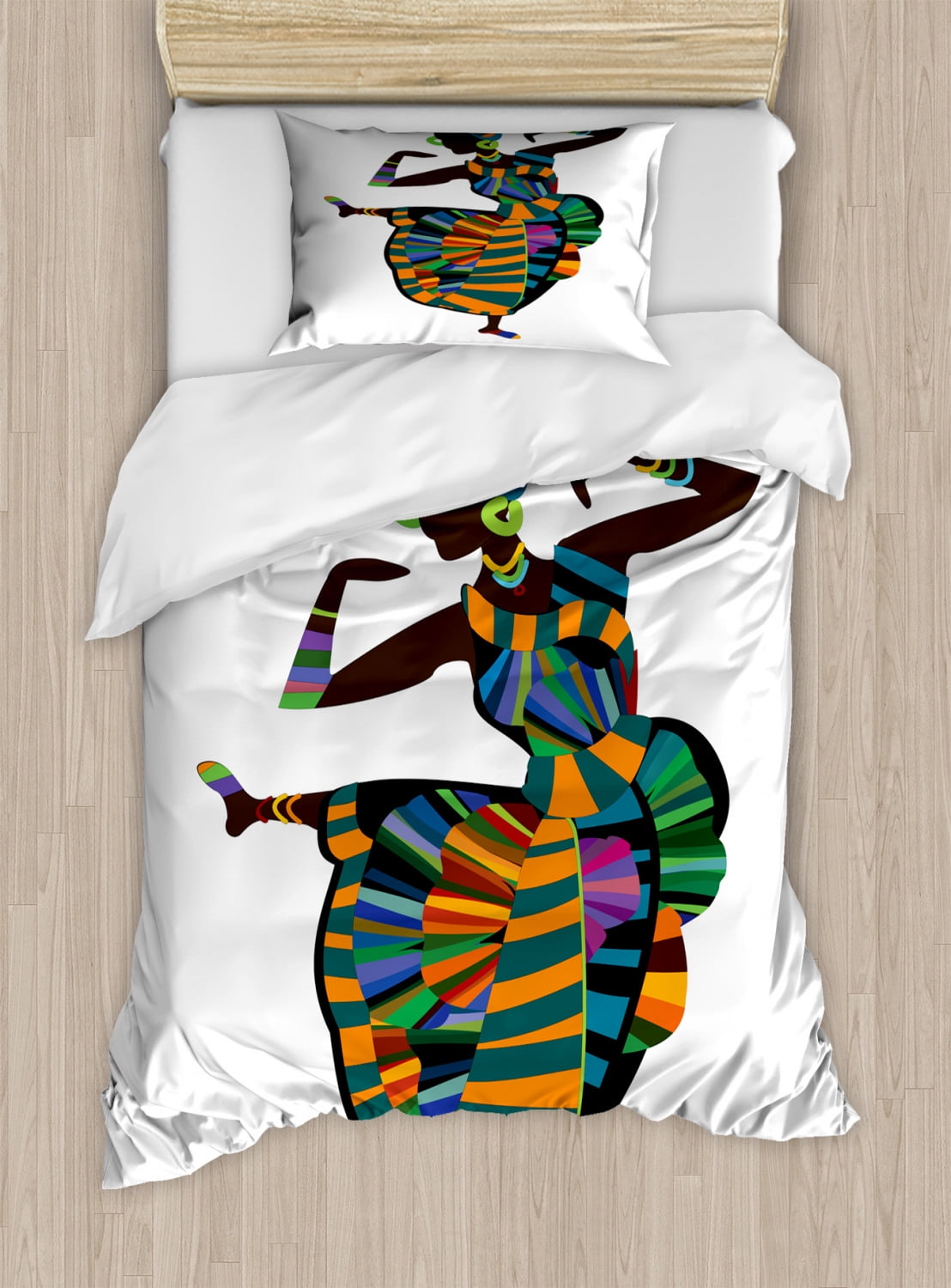 African Woman Duvet Cover Set, Black Girl in a Traditional Dress