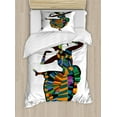 thumbnail image 1 of African Woman Duvet Cover Set Twin Size, Black Girl in a Traditional Dress Performing an Ethnic Dance Native Zulu, Decorative 2 Piece Bedding Set with 1 Pillow Sham, Multicolor, by Ambesonne, 1 of 3
