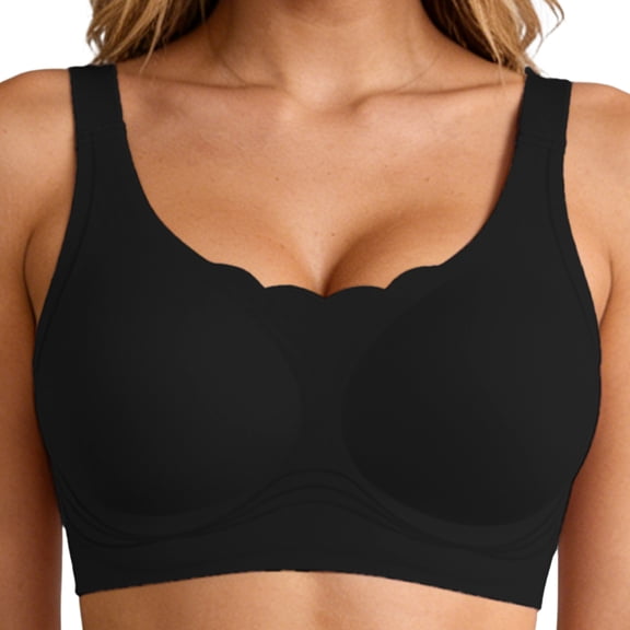 Byriady Wireless Jelly Support Bras for Women, Seamless Full Coverage T-shirt Bra, Supportive,Smoothing Side M-2XL