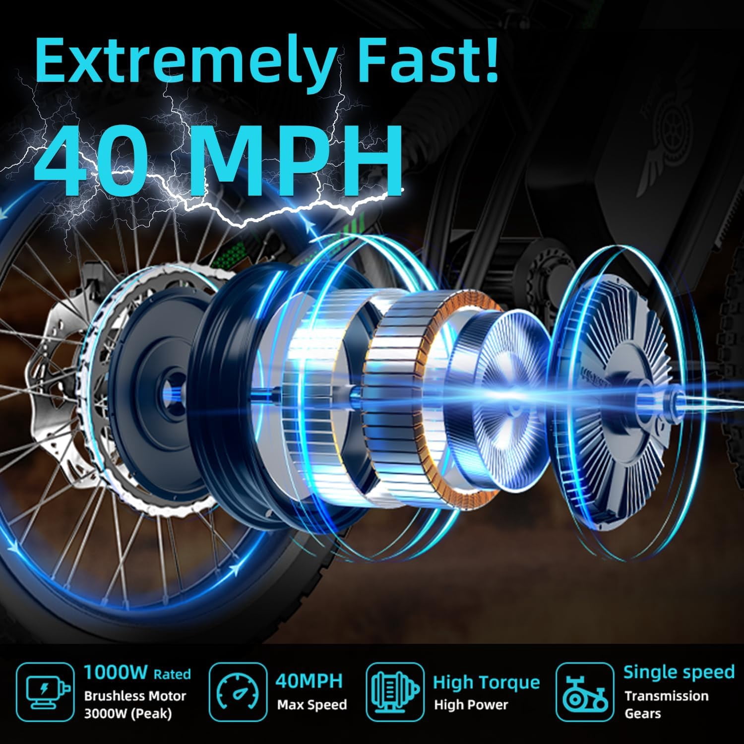 Freego Nova 3 Mid-Drive Electric Bike,3000W Peak Motor,60V 25Ah Battery,17" Tires,40 MPH,Off-Road E-Bike